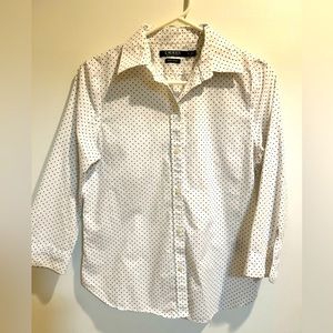 Lauren Ralph Lauren Non-iron Polka Dot Button-up- White